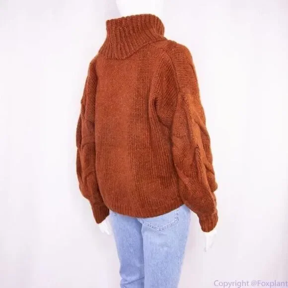 NEW Madewell Somervell Modern Cable Turtleneck Sweater,‎ size XXS